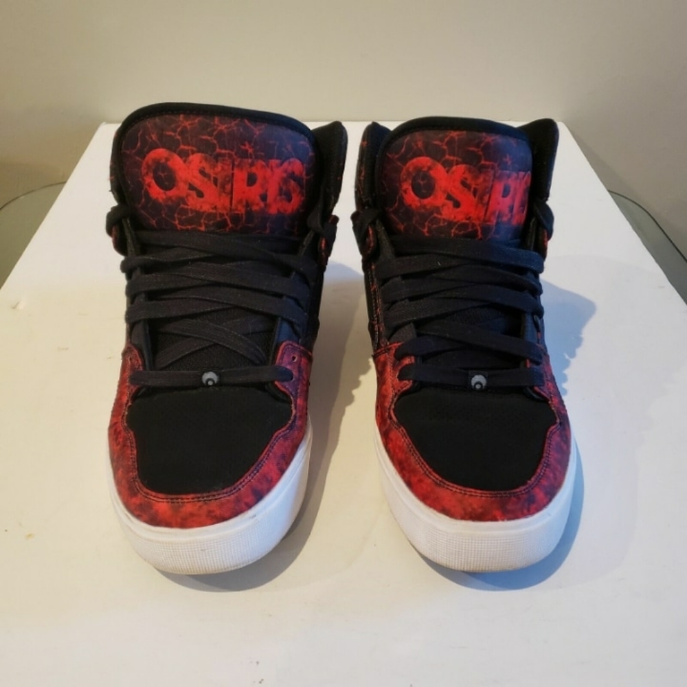 Osiris Red and Black High-Top Athletic Shoes
